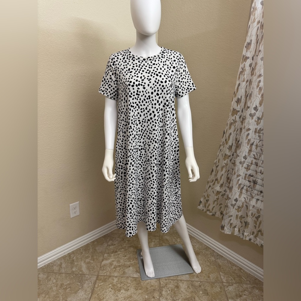 Soft, Black and White Polka Dot Midi Dress